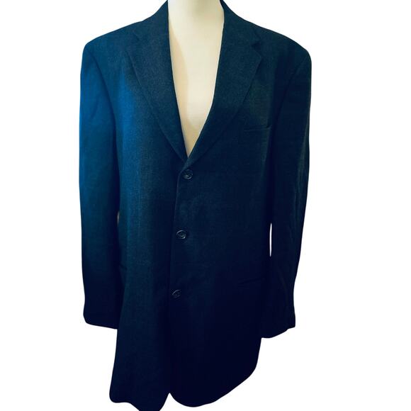 Tommy Hilfiger Three Button 100% Wool Blazer, Charcoal Tweed Detail, 44 Long - Picture 1 of 9